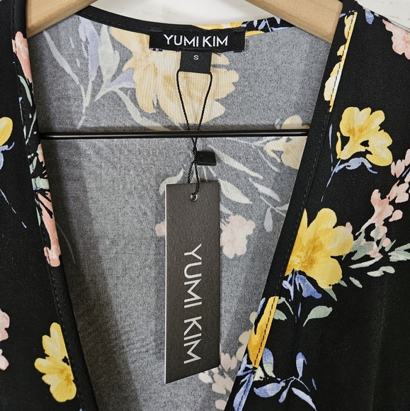 Yumi Kim | Sabine Black Yellow Floral Wrap Midi Dress NWT - Picture 5 of 6